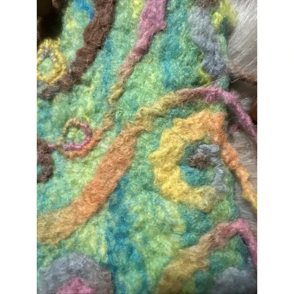 felted wool purse Bohemian Hippie Fairy Festival Green Design Fringe Crossbody - Picture 3 of 10